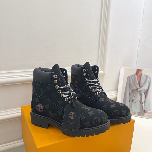 LV X TIMBERLAND MARTIN BOOT IN BLACK MONOGRAM SUEDE