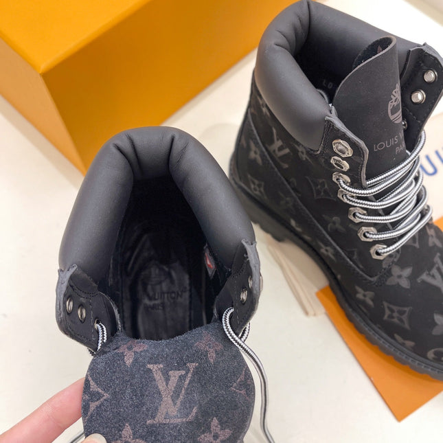 LV X TIMBERLAND MARTIN BOOT IN BLACK MONOGRAM SUEDE