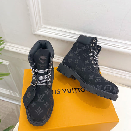 LV X TIMBERLAND MARTIN BOOT IN BLACK MONOGRAM SUEDE