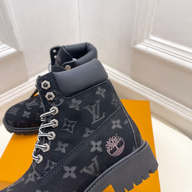 LV X TIMBERLAND MARTIN BOOT IN BLACK MONOGRAM SUEDE