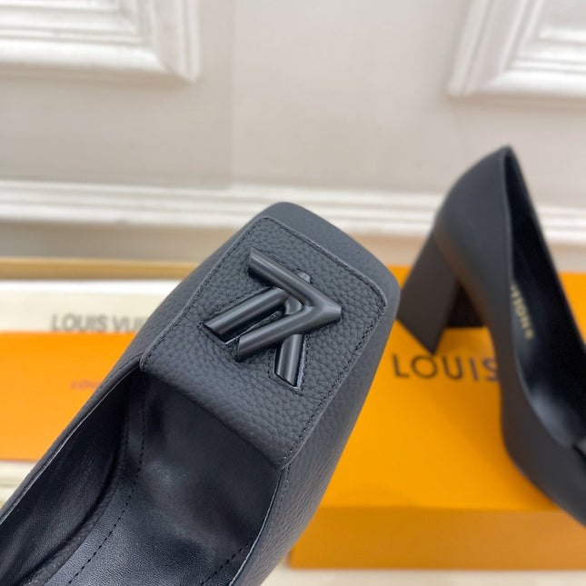SHAKE PUMP BLOCK HEEL 9 CM SANDALS IN BLACK PEPPLE CALFSKIN