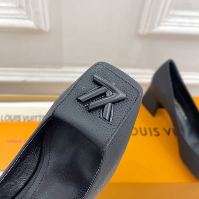 SHAKE PUMP BLOCK HEEL 5.5 CM SANDALS IN BLACK PEPPLE CALFSKIN