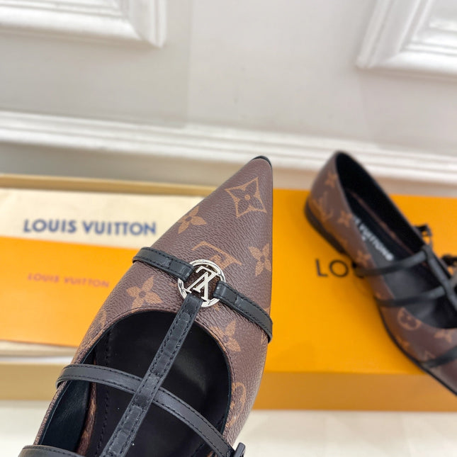 POINTED FLAT SHOES IN CHOCOLATE BROWN MONOGRAM CALFSKIN