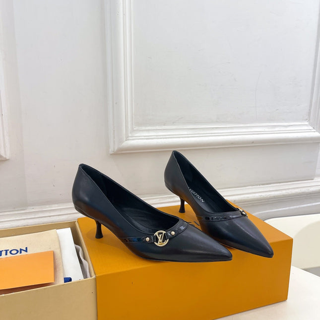6AM HIGH PUMP 5 CM IN BLACK CALFSKIN