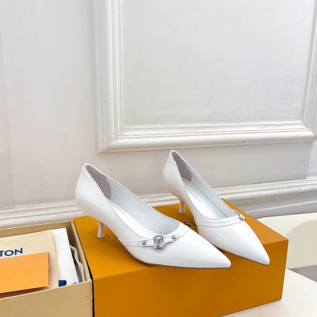 6AM HIGH PUMP 5 CM IN WHITE CALFSKIN