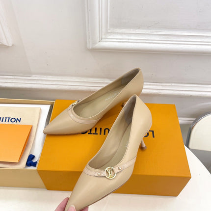 6AM HIGH PUMP 5 CM IN BISQUE BEIGE CALFSKIN