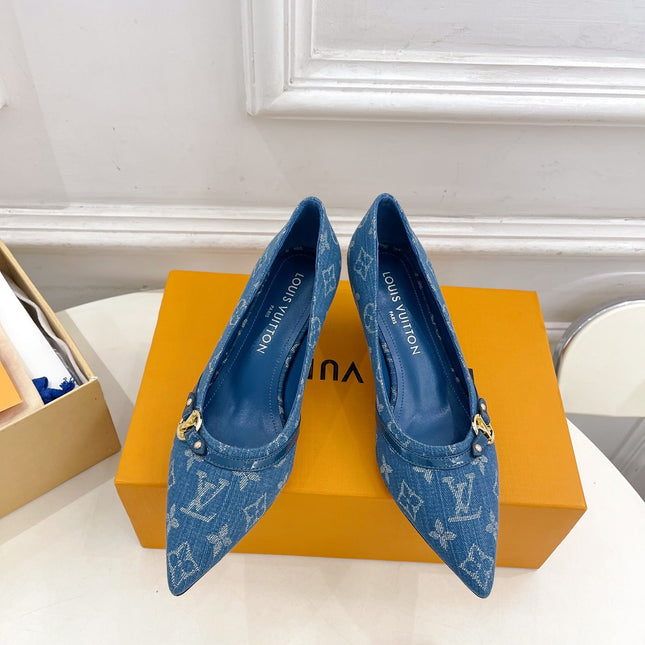 6AM HIGH PUMP 5 CM IN CLASSIC BLUE MONOGRAM DENIM