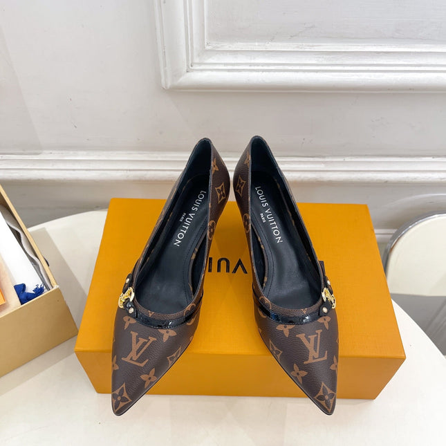 6AM HIGH PUMP 5 CM IN CHOCOLATE BROWN MONOGRAM CALFSKIN