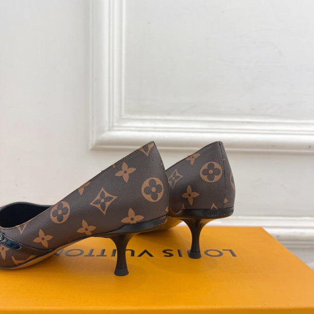 6AM HIGH PUMP 5 CM IN CHOCOLATE BROWN MONOGRAM CALFSKIN