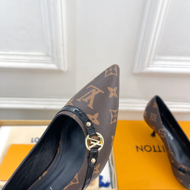 6AM HIGH PUMP 5 CM IN CHOCOLATE BROWN MONOGRAM CALFSKIN
