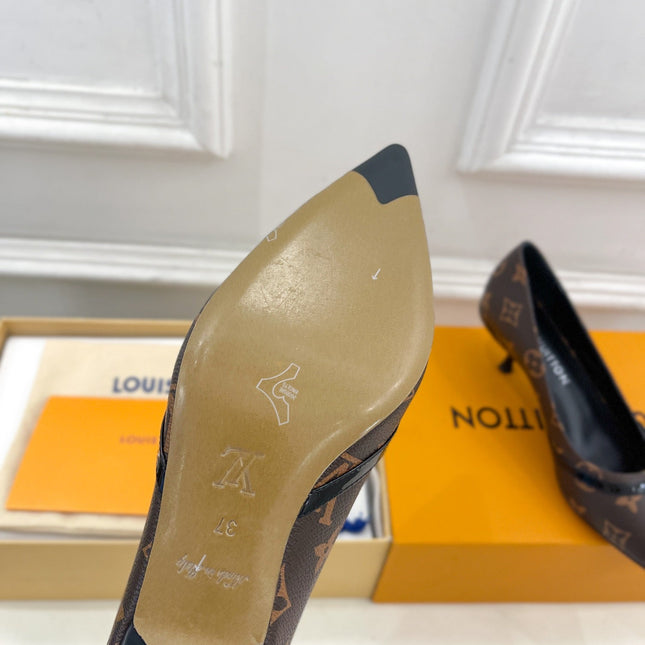 6AM HIGH PUMP 5 CM IN CHOCOLATE BROWN MONOGRAM CALFSKIN