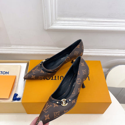6AM HIGH PUMP 5 CM IN CHOCOLATE BROWN MONOGRAM CALFSKIN