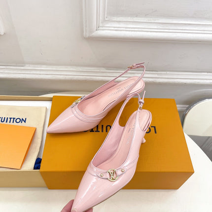 HIGH SLINGBACKS 5 CM IN BABY PINK CALFSKIN