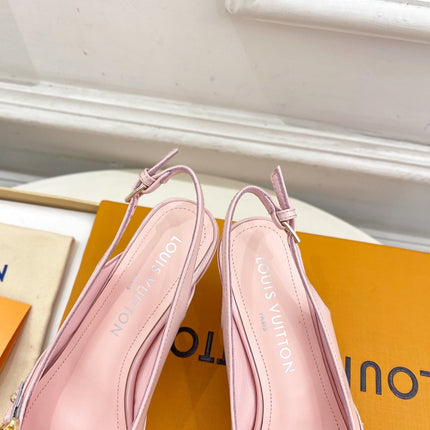 HIGH SLINGBACKS 5 CM IN BABY PINK CALFSKIN