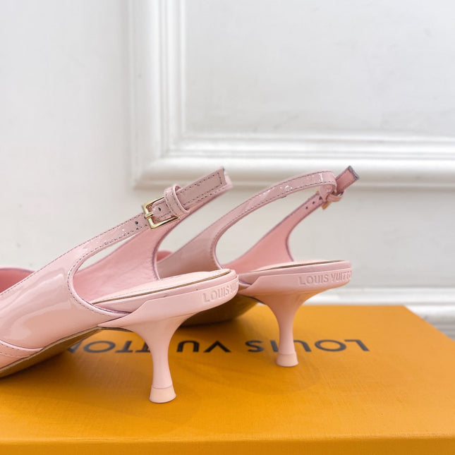 HIGH SLINGBACKS 5 CM IN BABY PINK CALFSKIN
