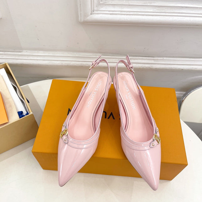 HIGH SLINGBACKS 5 CM IN BABY PINK CALFSKIN