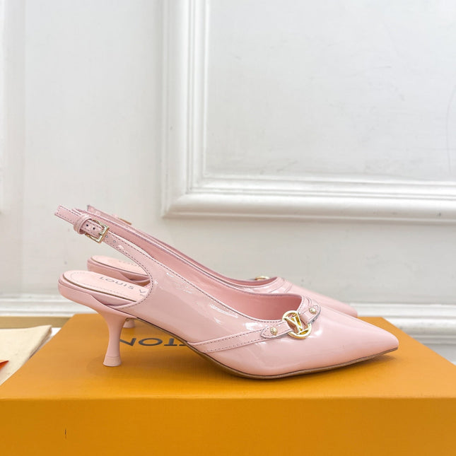 HIGH SLINGBACKS 5 CM IN BABY PINK CALFSKIN