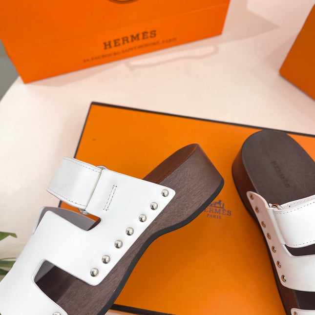 KOS CLOG IN WHITE CALFSKIN