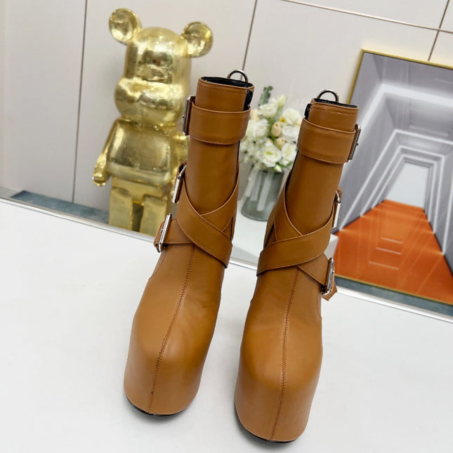 SL ANKLE BUCKLE BOOT PLATFORM SIENNA CALFSKIN