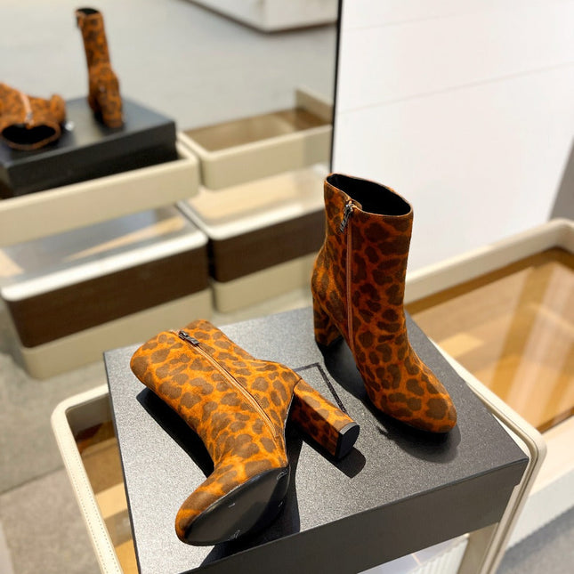 SL HONORÉ BOOTIES LEOPARD BRICK SUEDE