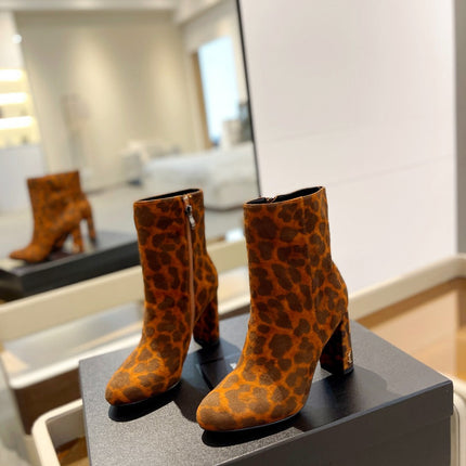 SL HONORÉ BOOTIES LEOPARD BRICK SUEDE