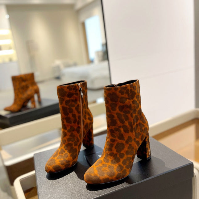 SL HONORÉ BOOTIES LEOPARD BRICK SUEDE