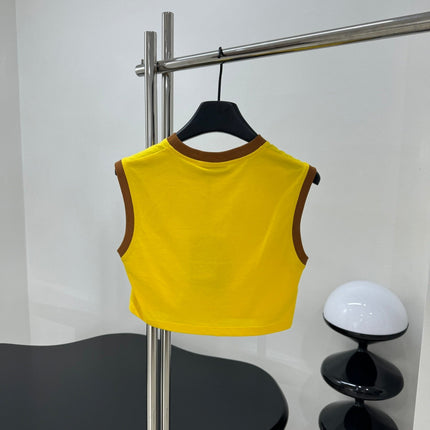 Miu Yellow Brown Cropped Tank Top