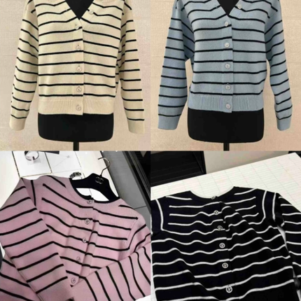 CC 25 Striped Cardigan Cashmere