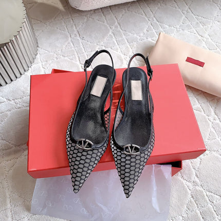 Vlogo Slingback Ballerina Black Mesh