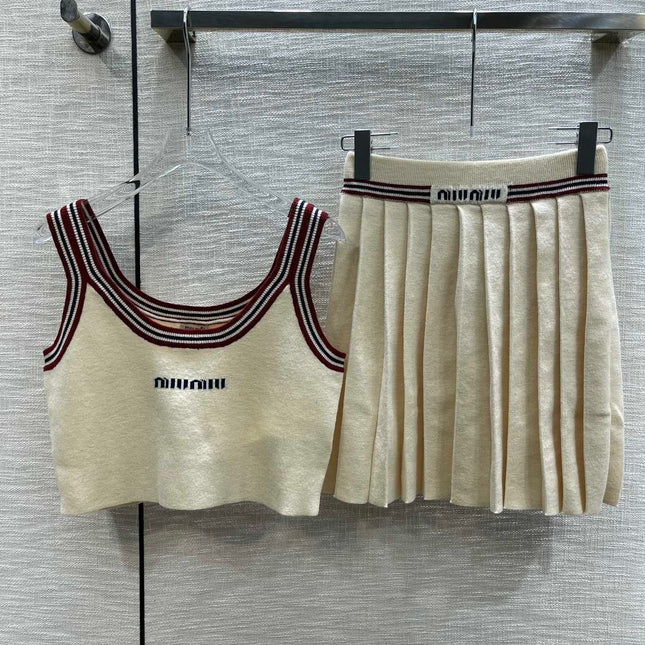 Miu Beige Tank Top and Skirt