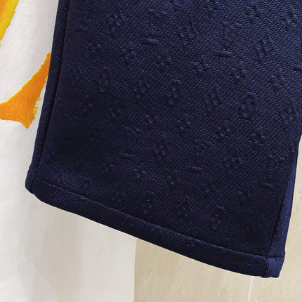 LV CASUAL SHORTS NAVY BLUE COTTON STRETCH FABRIC 239611