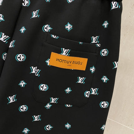 LV CASUAL SHORTS BLACK MIX WHITE COTTON STRETCH FABRIC 239612