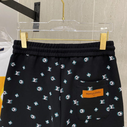 LV CASUAL SHORTS BLACK MIX WHITE COTTON STRETCH FABRIC 239612