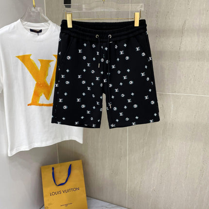LV CASUAL SHORTS BLACK MIX WHITE COTTON STRETCH FABRIC 239612