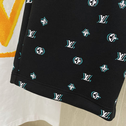 LV CASUAL SHORTS BLACK MIX WHITE COTTON STRETCH FABRIC 239612