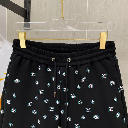 LV CASUAL SHORTS BLACK MIX WHITE COTTON STRETCH FABRIC 239612
