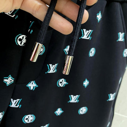LV CASUAL SHORTS BLACK MIX WHITE COTTON STRETCH FABRIC 239612