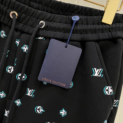 LV CASUAL SHORTS BLACK MIX WHITE COTTON STRETCH FABRIC 239612