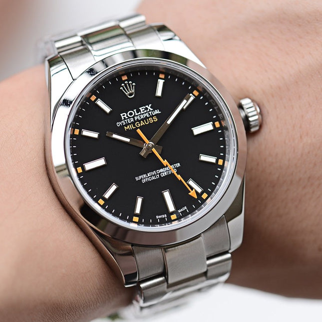 MILGAUSS STAINLESS STEEL BLACK DIAL ORANGE