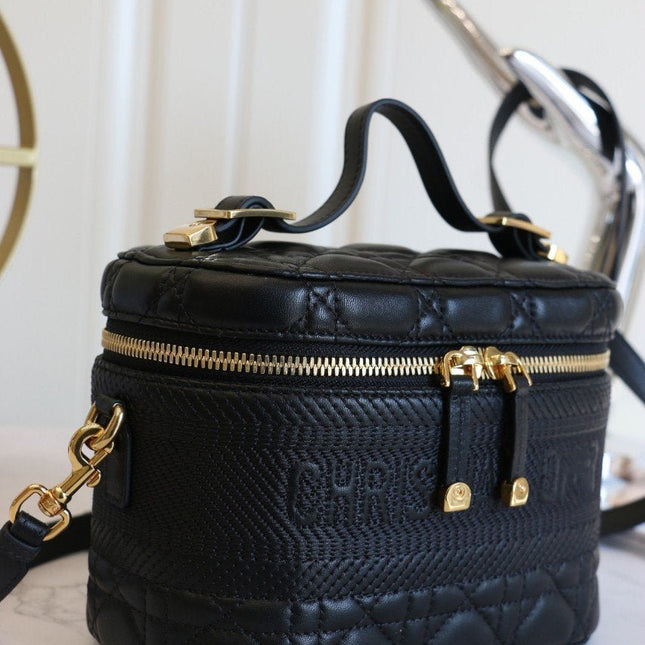 SMALL TRAVEL VANITY CASE BLACK LAMBSKIN