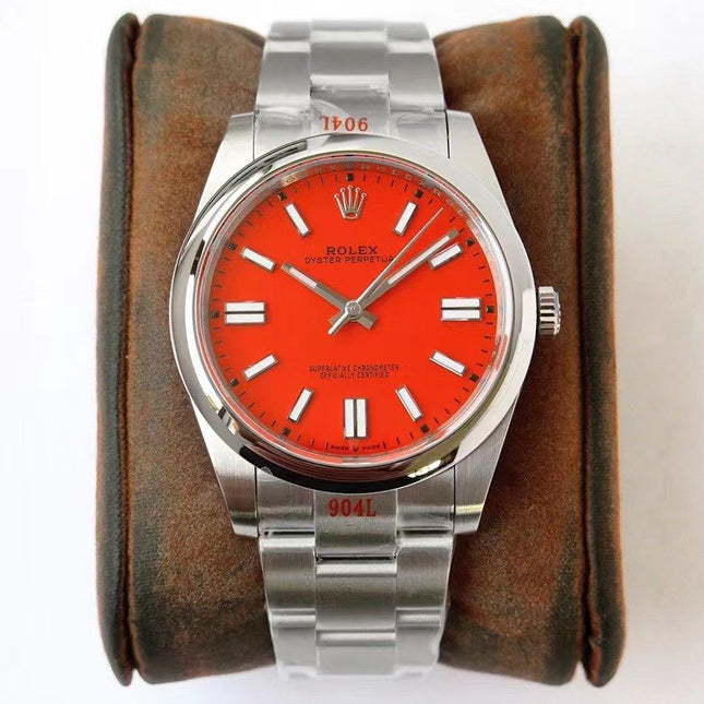 OYSTER PERPETUAL 41 STAINLESS STEEL RED DIAL
